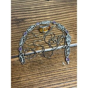 Sterling Silver Scrap Repair Lot 925 DEE BERKLEY Tiger Tennis Bracelet Amber